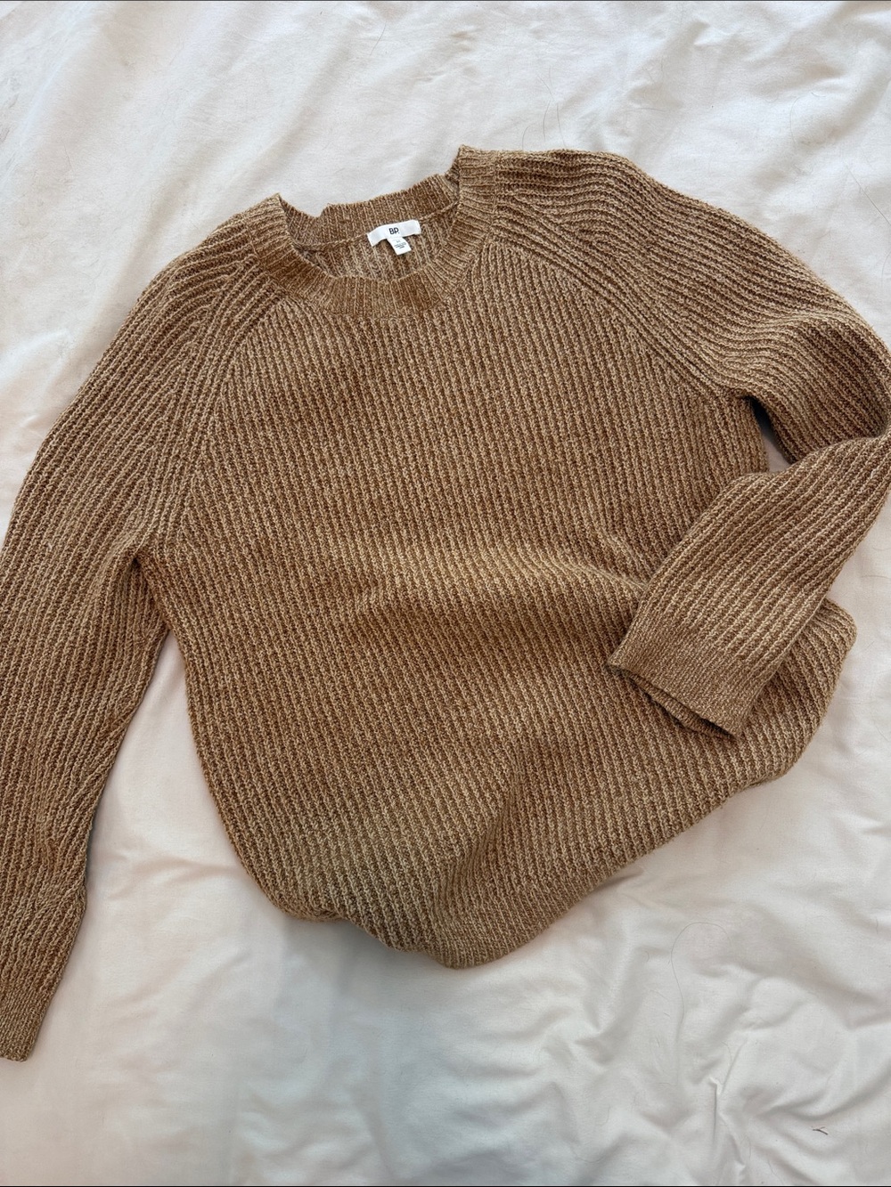 NEW Oversized Ribbed Crewneck Sweater - Camel Brown